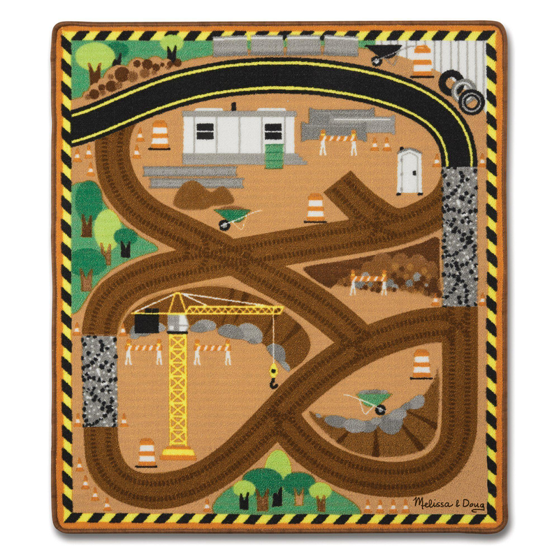 Melissa & doug 19407 round the construction zone work site rug & vehicle set image number null