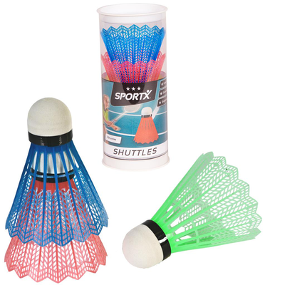 SpoRTX plastic shuttlecocks colored 3 in tube, , medium