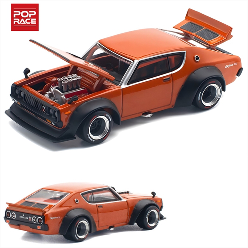 Pop race 1/64 nissan skyline gt-r v8 drift *kenmeri*, orange, , medium-null