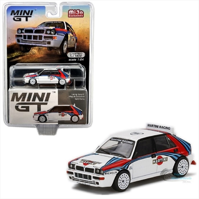 Mini gt 1/64 lancia delta hf intergrale evoluzione martini racing, white/red/blue left hand drive, , medium