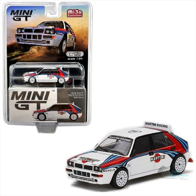 Product image: Mini gt 1/64 lancia delta hf intergrale evoluzione martini racing, white/red/blue left hand drive, , medium-null
