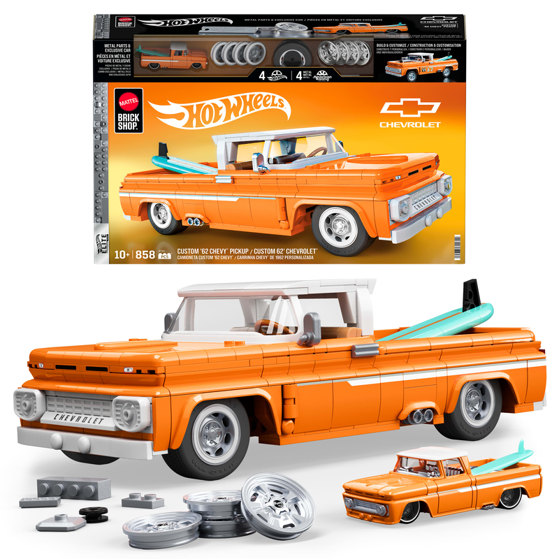 Mattel hot wheels: elite series brick shop - chevrolet custom 62 chevy pickup vehicle jft20, , medium-null