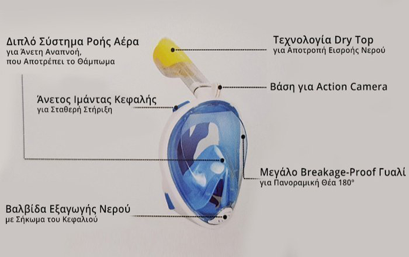 Μάσκα θαλάσσης full face με αναπνευστήρα (μπλε) xs, , medium-null