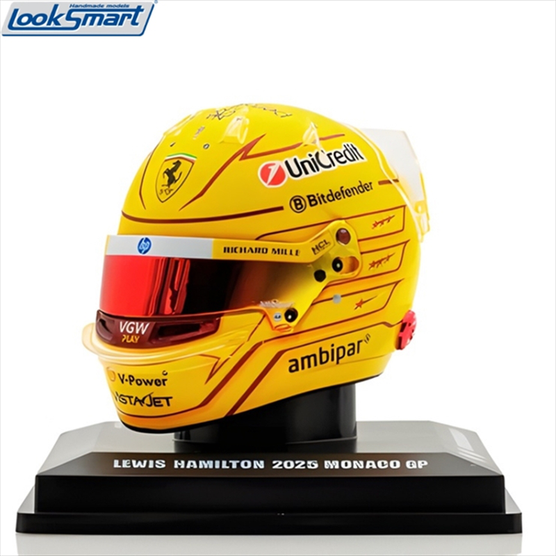 Looksmart 1/5 bell helmet - helmet f1 lewis hamilton team ferrari hp n 44 monaco gp 2025 - yellow, , medium-null