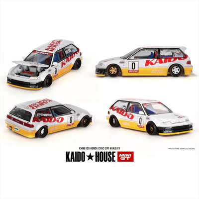 Mini gt 1/64 1987 honda civic ef kanjo v1, white/yellow, , medium