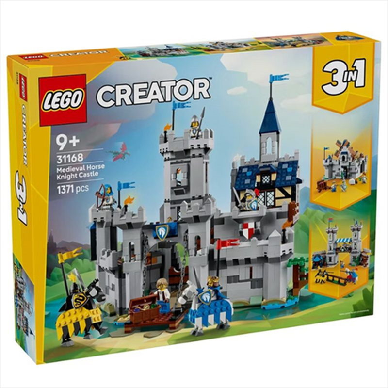 Lego creator 3in1 medieval horse knight castle 31168 for ages 9+ 1371pcs, , medium-null