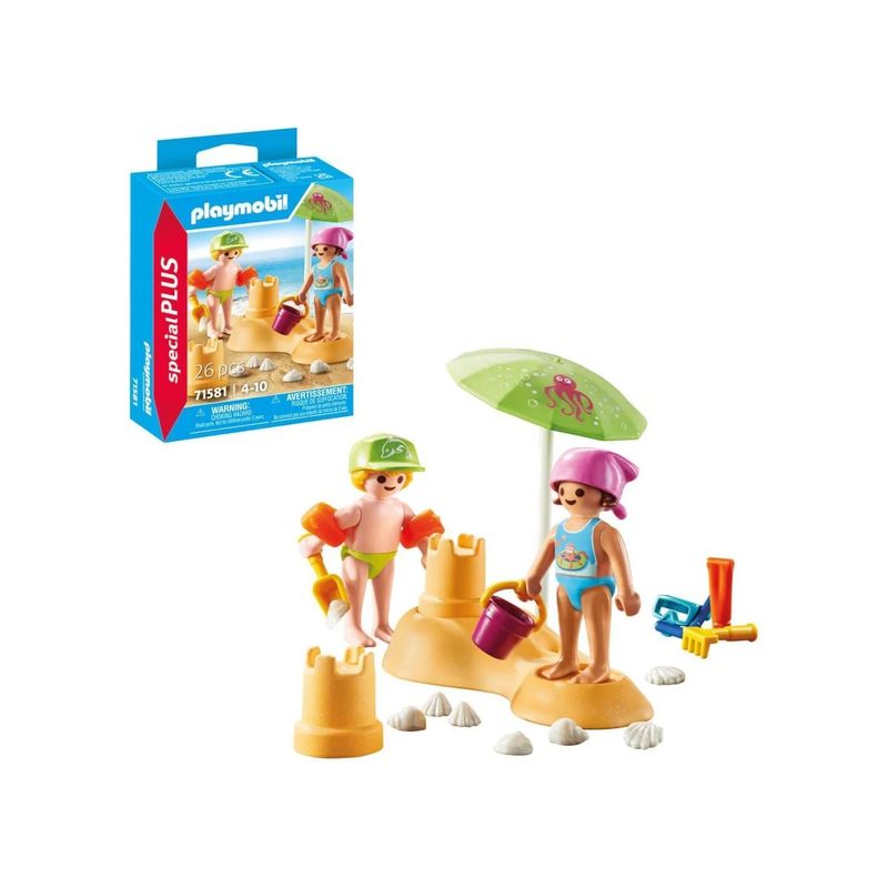 Playmobil kids with sand castle, , medium-null