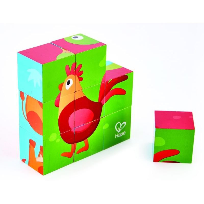 Hape happy puzzles wooden puzzle cubes e1618a, , medium-null