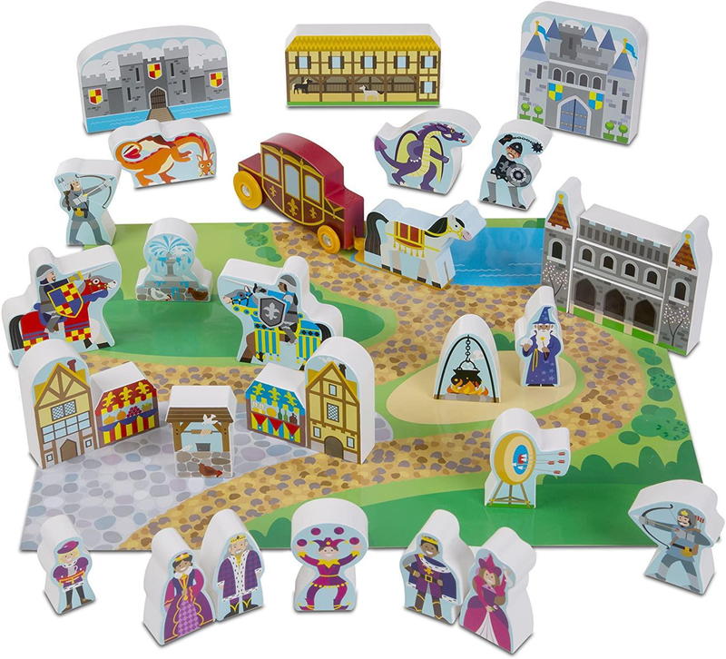 Melissa & doug 10979 wooden town play set with storage tray (32pc), , medium image number null