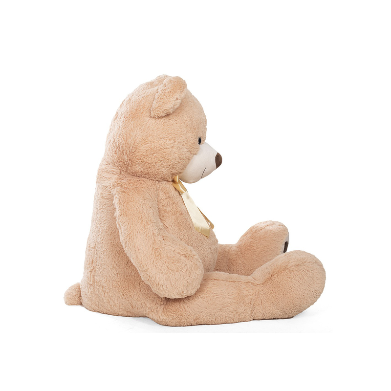 Beige teddy bear with gold bow 150cm, , medium-null