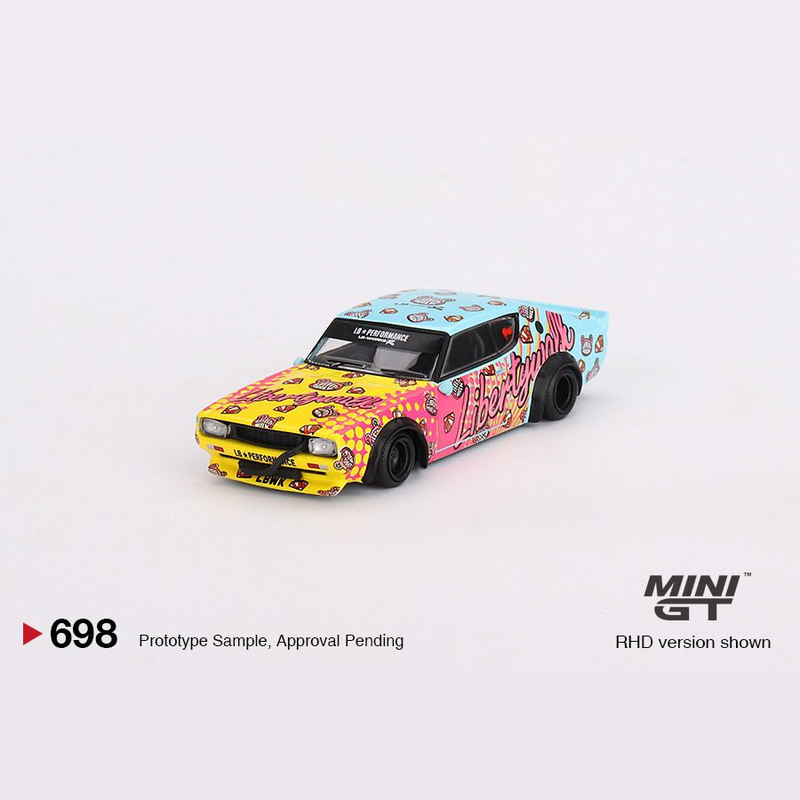 Mini gt 1:64 nissan skyline kenmeri liberty walk bi-color 1973 &ndash; #698 mgt00698 die-cast model, , medium-null