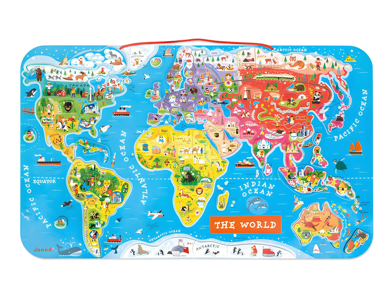 Janod magnetic world map puzzle, , medium-null