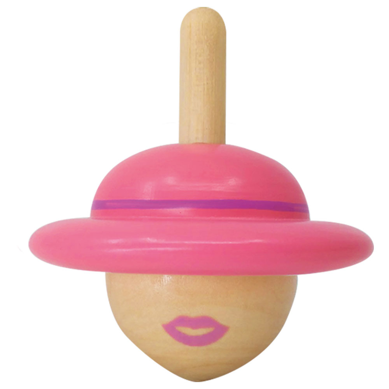 Svoora wooden top spinning hat: 'the lady' 5.5 cm (assortment 6 pcs), , medium image number null