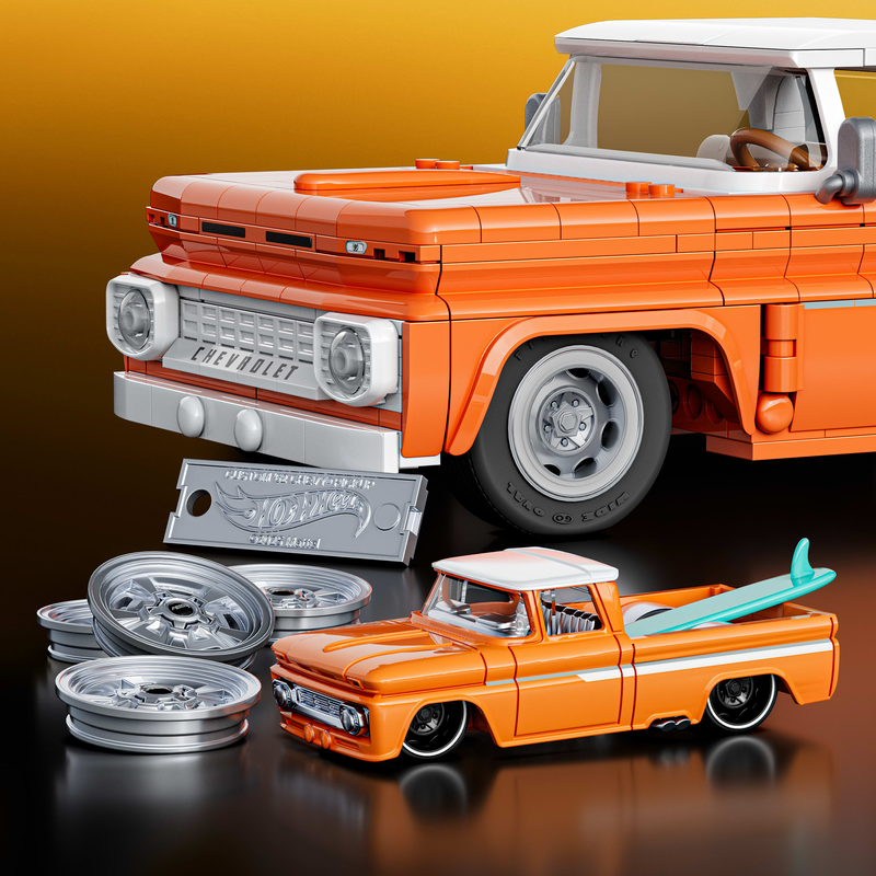 Mattel hot wheels: elite series brick shop - chevrolet custom 62 chevy pickup vehicle jft20, , medium-null