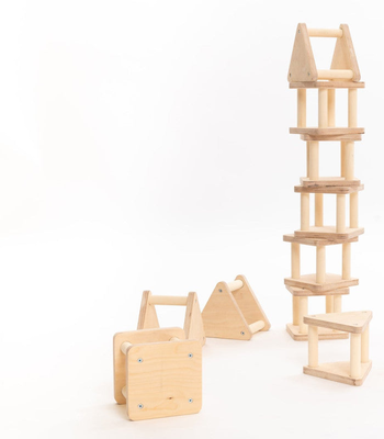 Wooden building set - 8 squers 2 triangle