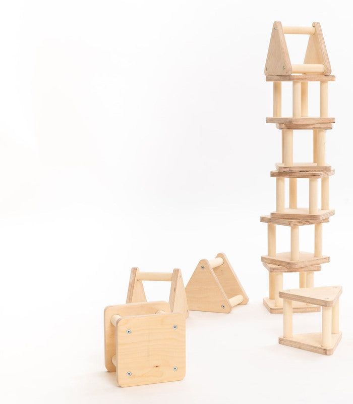 Wooden building set - 8 squers 2 triangle image number null
