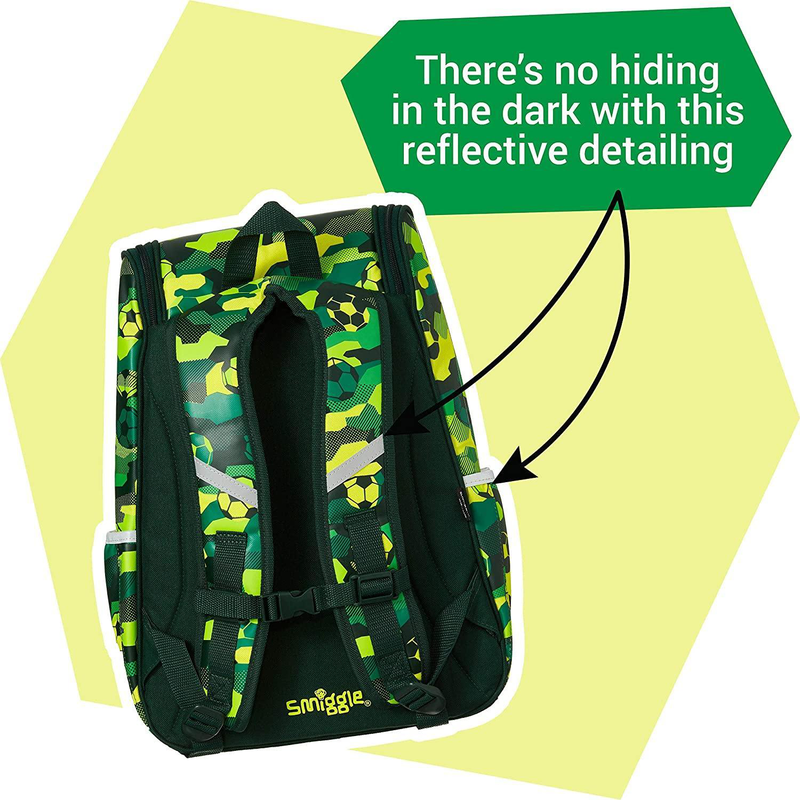 Smiggle seek reflective access school backpack 45cm - green, , medium image number null
