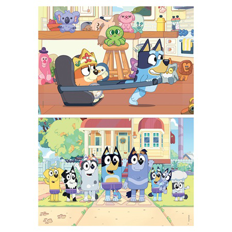 As clementoni kids puzzle super color bluey 2x60 pcs 4y+ 24813, , medium-null