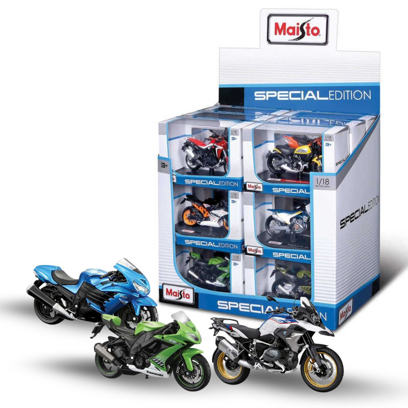 Maisto σετ 3 μοτοσικλετών κλίμακας 1:18 με βάση στήριξης (3+), , medium-null
