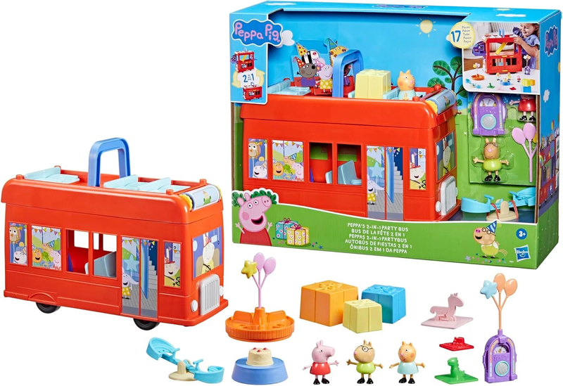 Peppa pig peppa's 2-in-1 party bus playset, , medium image number null