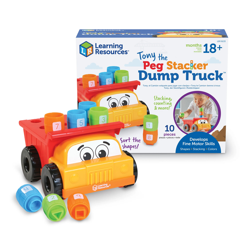 Learning resources tony the peg stacker dump truck, , medium-null
