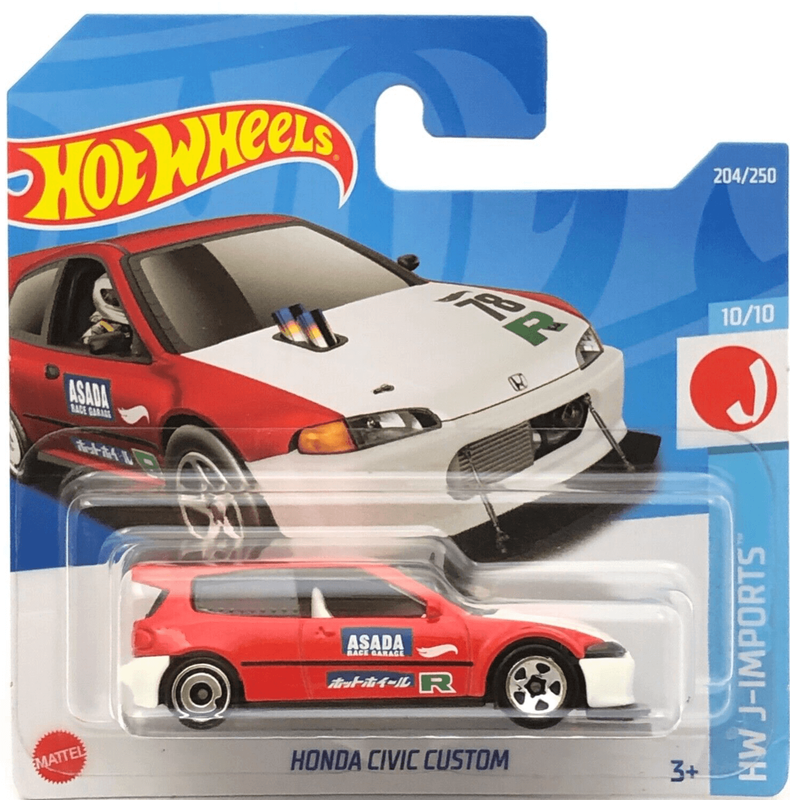 Hotwheels | honda civic custom - red | hw j-imports | 204/250 | 2022, , medium-null