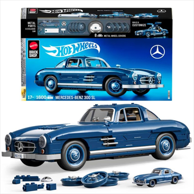 Hot wheels brick - mercedes-benz 300 sl building toy kit hww25, , medium-null