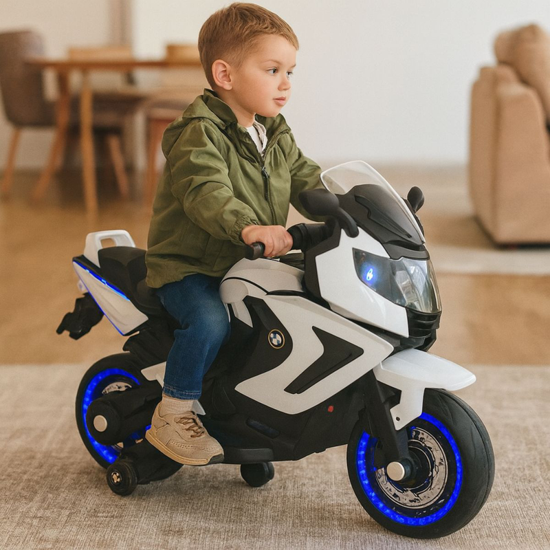 Product image: Ηλεκτροκίνητη δίτροχη μοτοσικλέτα 12v με led φώτα, μουσική & mp3 κόκκινο/ άσπρο, 3+ ετών, , medium-null