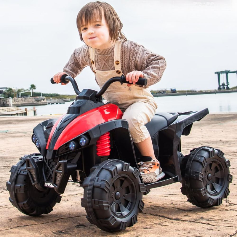 Ηλεκτροκίνητη παιδική τετράτροχη μοτοσικλέτα 12v με ήχο & φώτα, κόκκινο, 3+ ετών, , medium-null