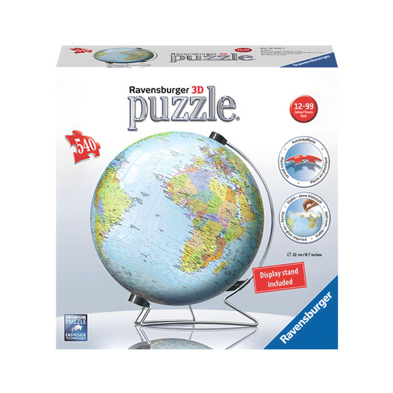 Product image: 3d puzzle υδρόγειος 540pcs ravensburger, , medium-null