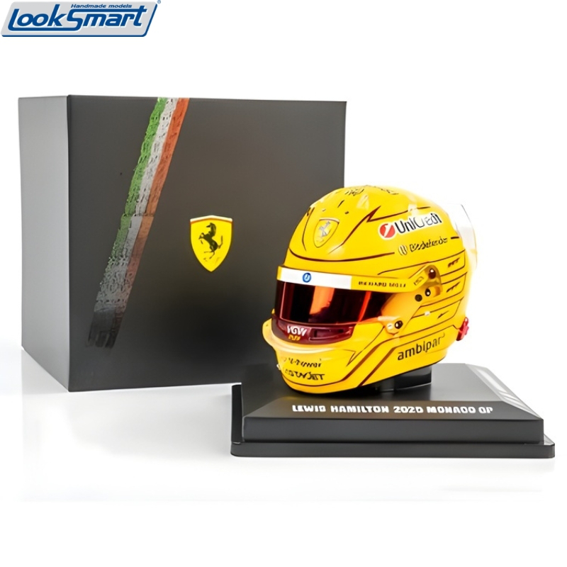 Looksmart 1/5 bell helmet - helmet f1 lewis hamilton team ferrari hp n 44 monaco gp 2025 - yellow, , medium-null