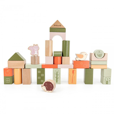 50 green forest wooden blocks, , medium
