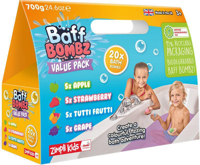 Zimpli kids baff bath bombz round mega value pack - 20 pack 700g, , medium
