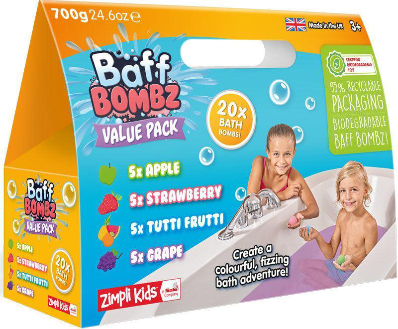 Zimpli kids baff bath bombz round mega value pack - 20 pack 700g, , medium-null