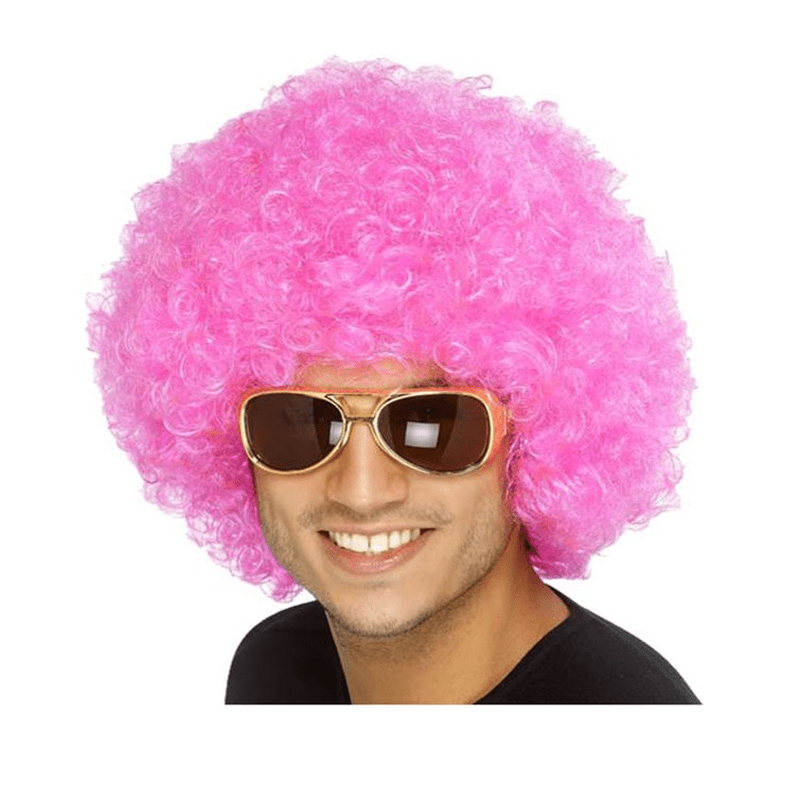 Pink afro wig, , medium-null