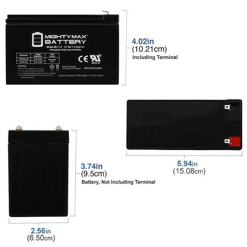 Mighty max 12v 7.2ah battery, , medium image number null