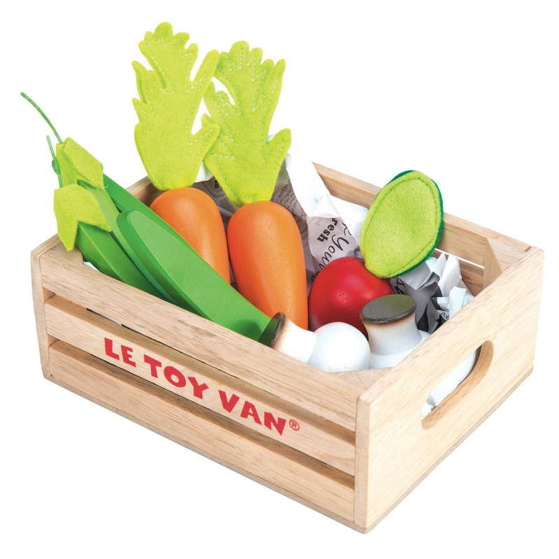 Le toy van - wooden honeybee market vegetables '5 a day' crate education, , medium-null
