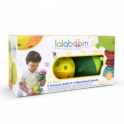 Lalaboom 2 sensory balls with 8pcs beads, , medium