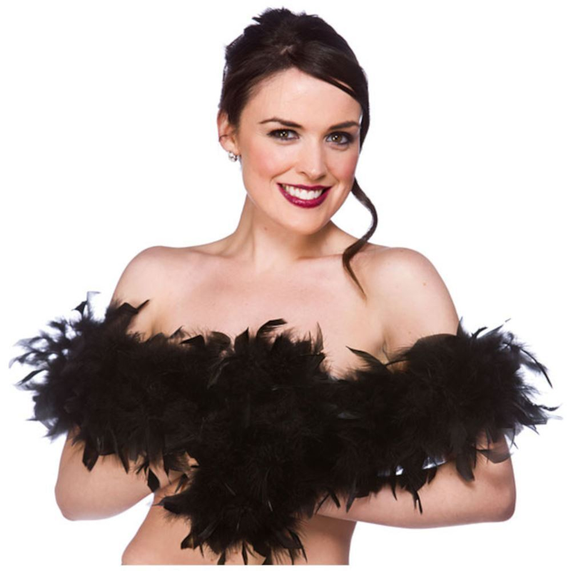 Black feather boa, , medium-null