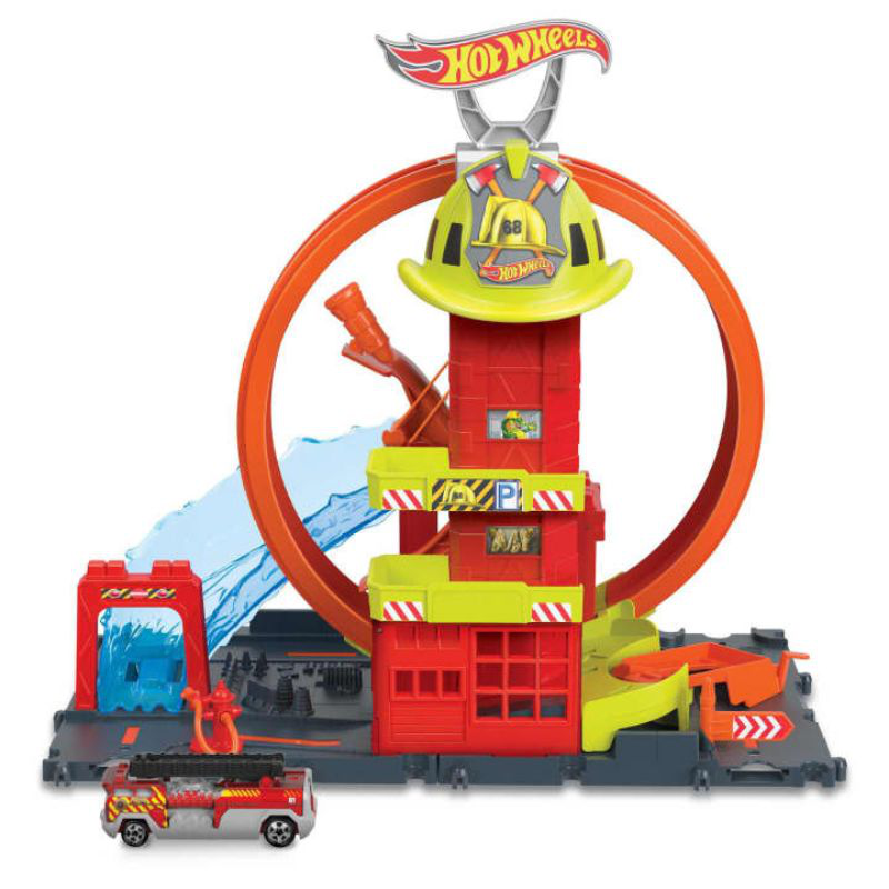 Hot wheels city trucks fire station hkx41, , medium-null
