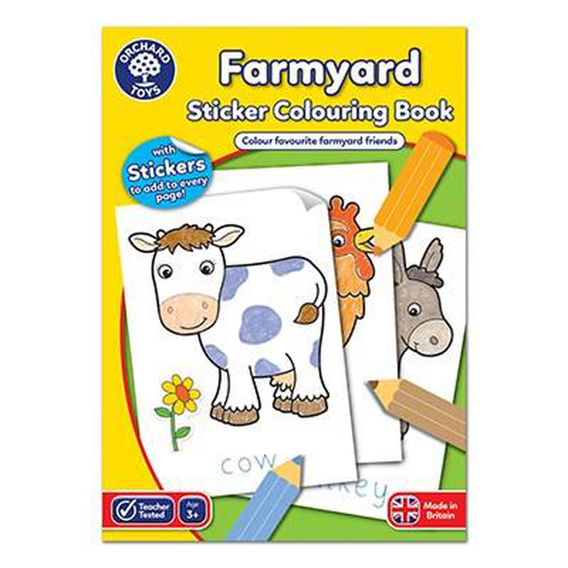 Orchard toys farmyard sticker colouring book, , medium-null