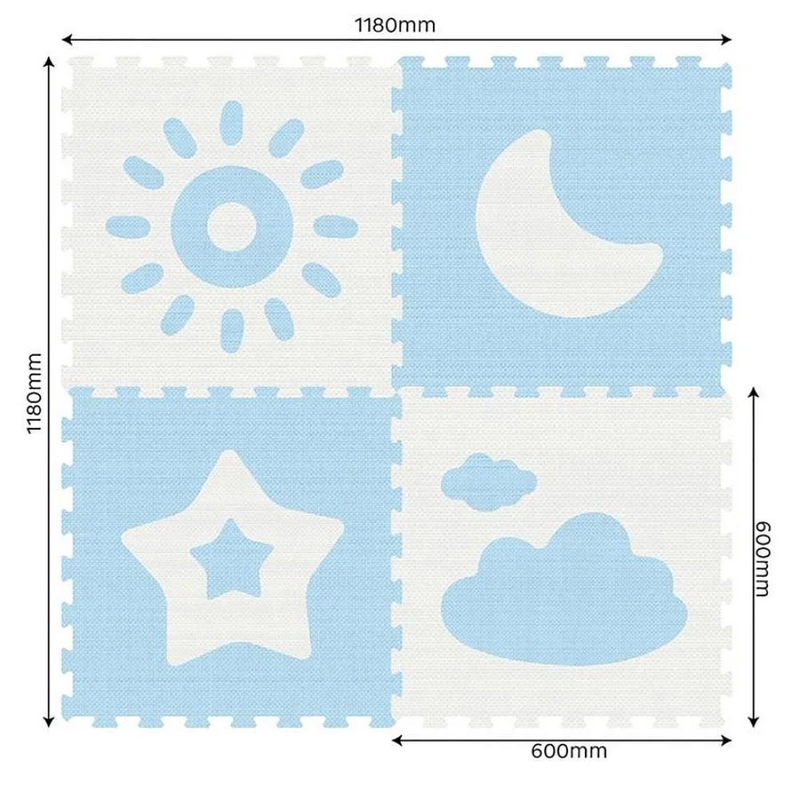 Sunta κλασσικό χαλάκι παζλ 4 τεμαχίων 60x60x1cm λευκό/μπλέ, , medium-null