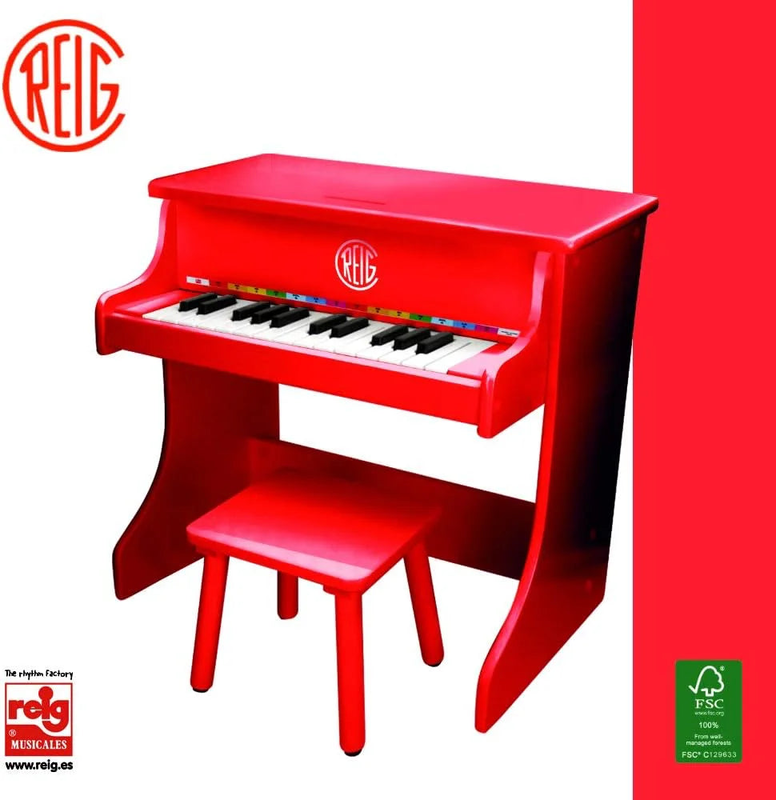 Reig children's wooden upright grand piano - red, , medium-null