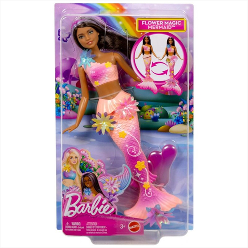 Barbie flower magic mermaid doll - brown hair jdm73, , medium-null