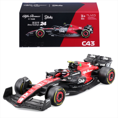 Bburago 1/43 formula 1 2023 alfa romeo f1 team orlen c43 #24 guanyu zhou w helmet re/bla, , medium