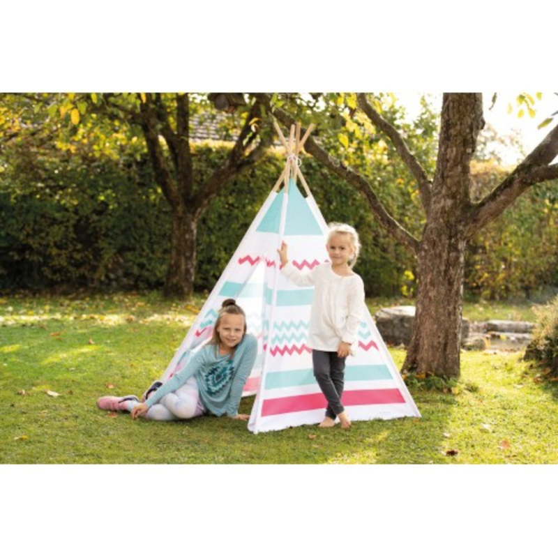 Product image: Ξύλινη παιδική σκηνή teepee με όμορφα χρώματα με τσαντάκι μεταφοράς, , medium-null