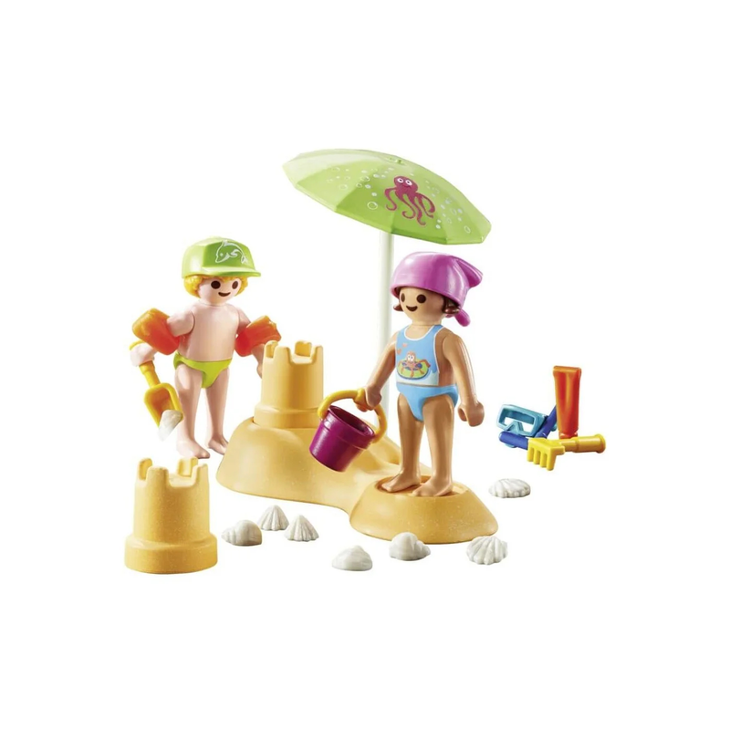 Playmobil kids with sand castle, , medium-null