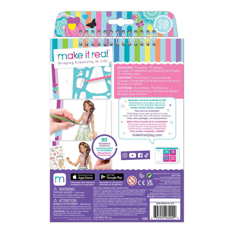 Product image: Make it real fashion design sketchbook & stickers - blooming creativity, , medium-null