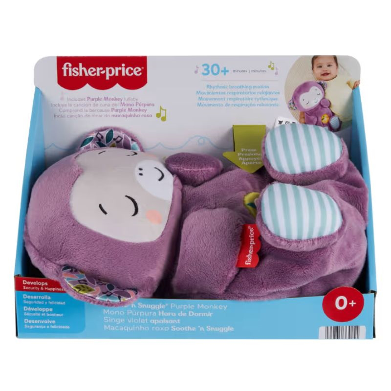 Fisher price soothe &lsquo;n snuggle purple monkey baby toy and sound machine with breathing motion jlh41, , medium-null
