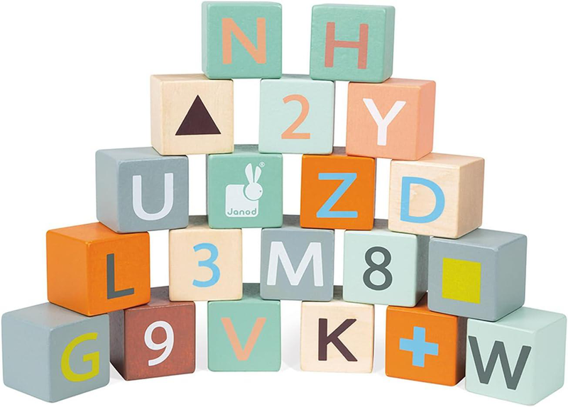 Janod sweet cocoon wooden abc block cart, , medium-null